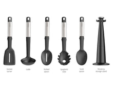 Load image into Gallery viewer, Elevate™ Stainless-Steel Silicone 5-Piece Utensils Carousel Set