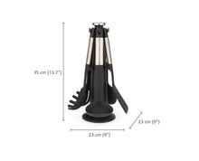 Load image into Gallery viewer, Elevate™ Stainless-Steel Silicone 5-Piece Utensils Carousel Set