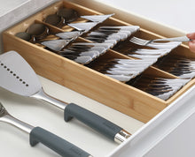 Load image into Gallery viewer, DrawerStore™ Bamboo Cutlery Organiser Large