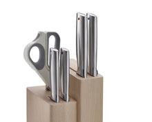 Load image into Gallery viewer, Elevate™ Fusion 5-piece Knife & Scissor Set with Beechwood Block