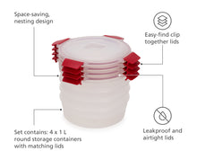 Load image into Gallery viewer, Nest™ Lock 4-Piece Red 1L Round Food Container Set
