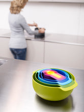 Load image into Gallery viewer, Baking Bundle (Nest™ 9 Plus Bowl Set- Multicoloured + Grip-Pin™ Ergonomic Rolling Pin - Grey)