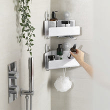 Load image into Gallery viewer, EasyStore™ White 2-piece Corner Shower Shelf Set