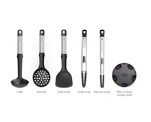 Load image into Gallery viewer, Elevate™ Fusion 5-piece Stainless-steel Utensil Set with Compact Stand