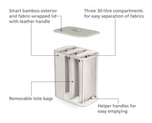 Load image into Gallery viewer, Tota Trio Luxe 90L Ecru Laundry Separation Basket