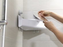 Load image into Gallery viewer, EasyStore™ White Corner Shower Shelf with Removable Mirror