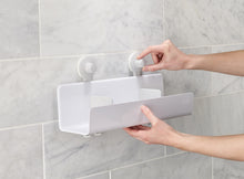 Load image into Gallery viewer, EasyStore™ White Shower Shelf with Removable Mirror Large