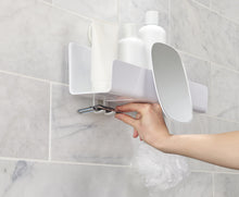 Load image into Gallery viewer, EasyStore™ White Shower Shelf with Removable Mirror Large
