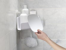 Load image into Gallery viewer, EasyStore™ White Corner Shower Shelf with Removable Mirror