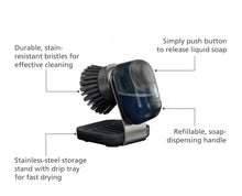 Load image into Gallery viewer, SinkTech™ Compact Soap Dispensing Washing Up Brush with Steel Stand

