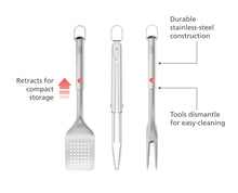 Load image into Gallery viewer, GrillOut™ 3-Piece Stainless-Steel BBQ Turner, Tongs &amp; Fork Set
