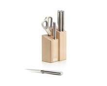 Load image into Gallery viewer, Elevate™ Fusion 5-piece Knife &amp; Scissor Set with Beechwood Block
