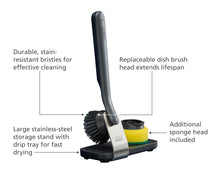 Load image into Gallery viewer, SinkTech™ Washing Up Brush &amp; Sponge Set with Steel Stand
