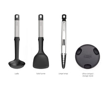 Load image into Gallery viewer, Elevate™ Fusion 3-Piece Stainless-steel Utensil Set with Compact Stand
