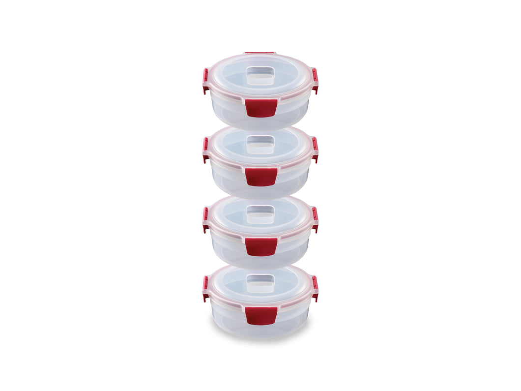 Nest™ Lock 4-Piece Red 1L Round Food Container Set