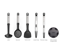 Load image into Gallery viewer, Elevate™ Fusion 5-piece Stainless-steel Utensil Set with Compact Stand
