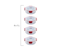 Load image into Gallery viewer, Nest™ Lock 4-Piece Red 1L Round Food Container Set
