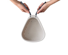 Load image into Gallery viewer, Droplet Large White Colander with Folding Handle
