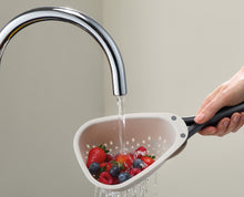 Load image into Gallery viewer, Droplet Mini White Colander with Folding Handle
