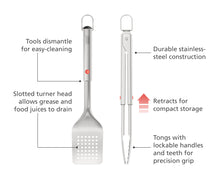 Load image into Gallery viewer, GrillOut™ 2-Piece Stainless-Steel BBQ Turner &amp; Tongs Set

