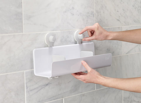 EasyStore™ White Shower Shelf with Removable Mirror Large