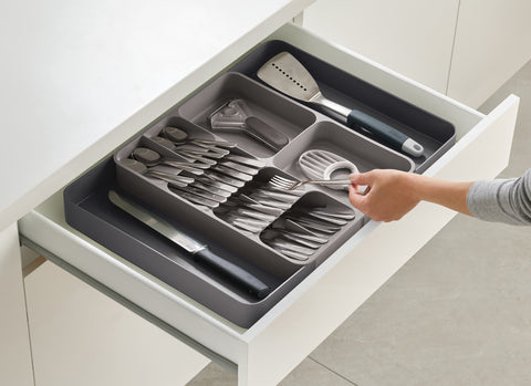 DrawerStore™ Expandable Cutlery Tray - Grey/ Dark Grey